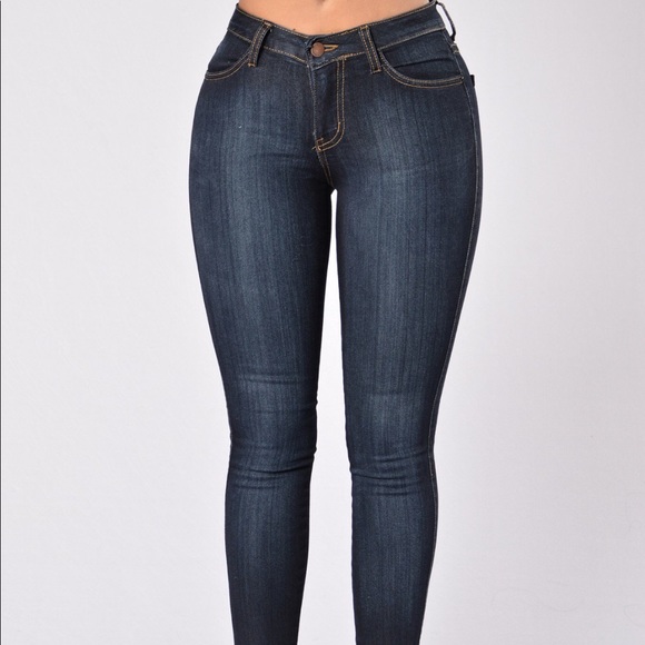 Classic Mid Rise Skinny Jeans - Dark Blue - Picture 4 of 8