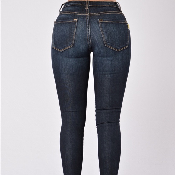 Classic Mid Rise Skinny Jeans - Dark Blue - Picture 7 of 8
