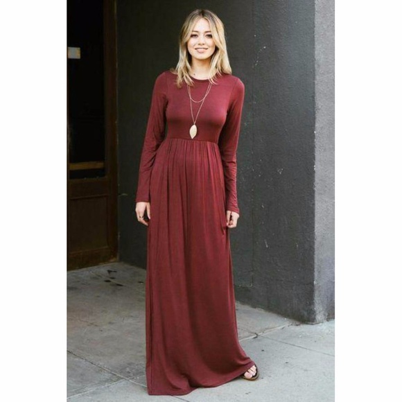 Long sleeve flowy high waist maxi dress - Picture 3 of 3