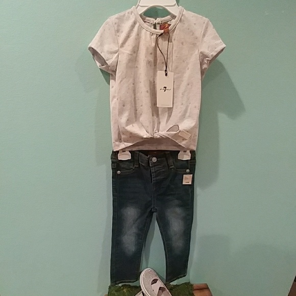 🆕 7 for all mankind Girl's 2 pc set - Picture 1 of 8