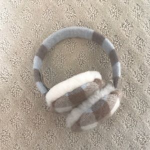 Burberry baby blue plaid cashmere earmuffs