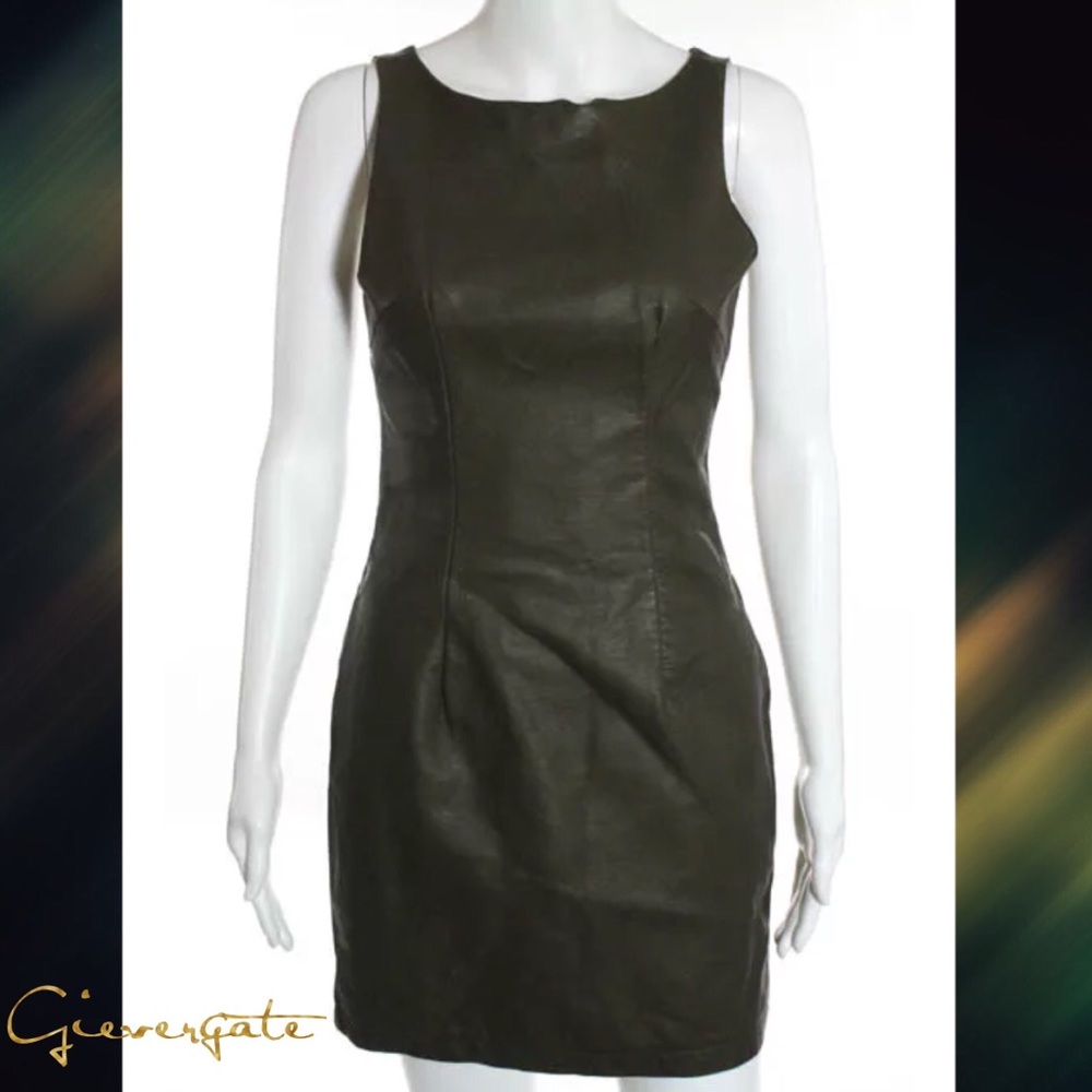 GIEVERGATE Sexy GreenBrown Leather Hourglass Dress
