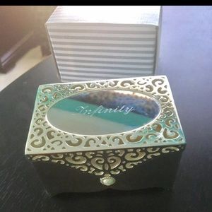 Filigree silver jewelry box w/INFINITY engraved