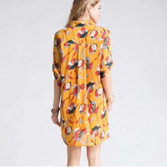 💛 LAST ONE: Size L Floral Print Shirt Dress - Picture 4 of 5