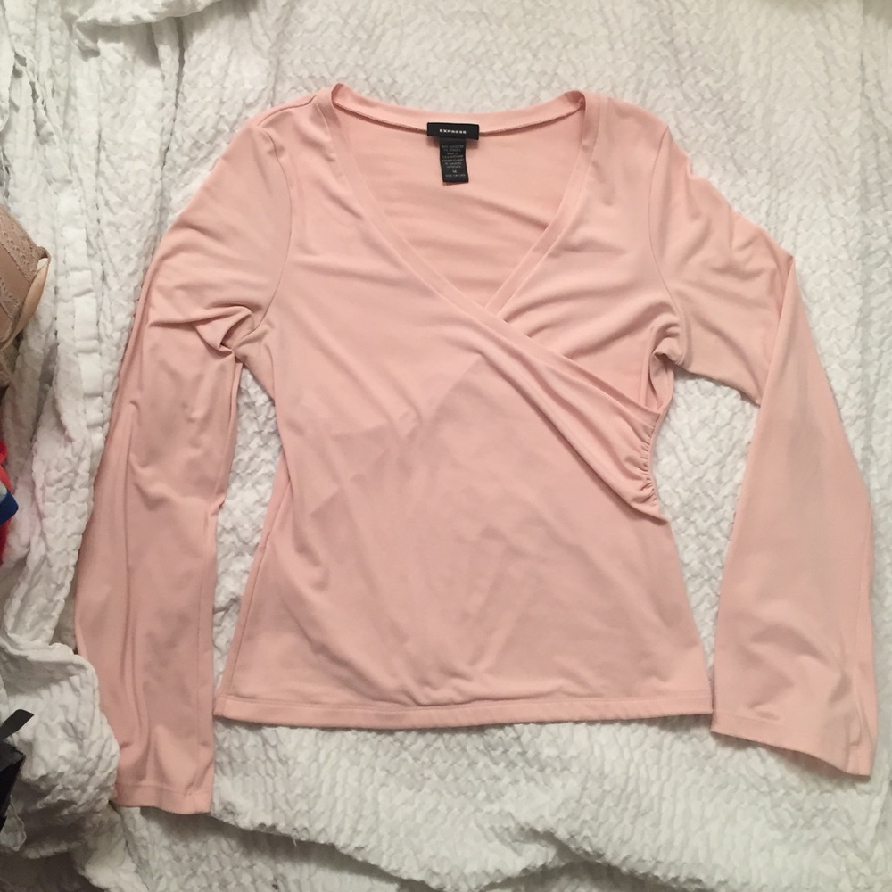 Express pale pink faux wrap top 🎀