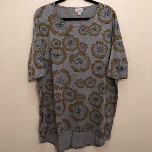 Lularoe Gray irma tunic with gold floral pattern