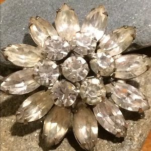 Weiss Brooch Diamond Rhinestone Chunky Flower Pin