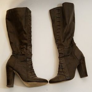Cute Olive Green knee boots with 4 inch hell