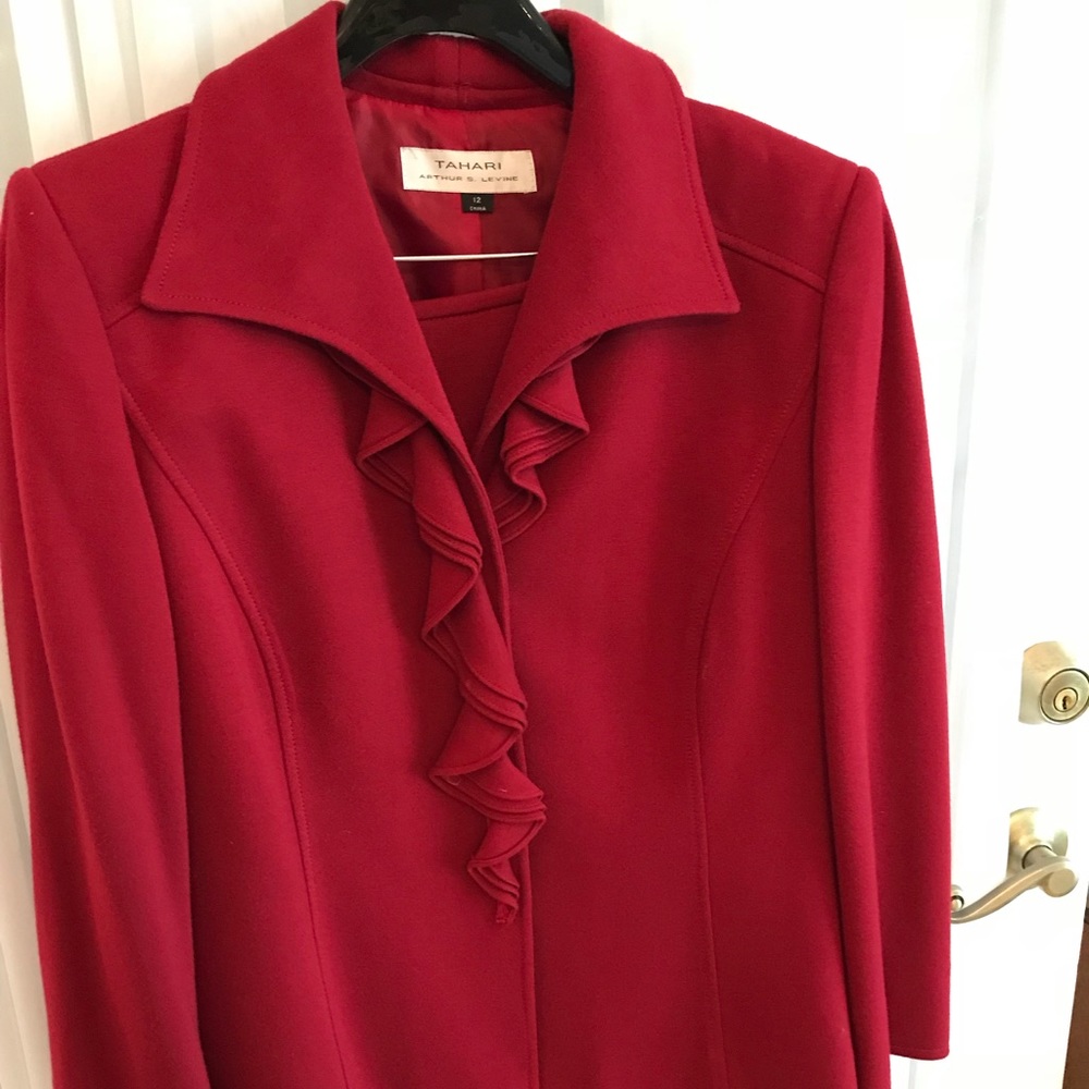 Tahari Red Skirt Suit set size 12