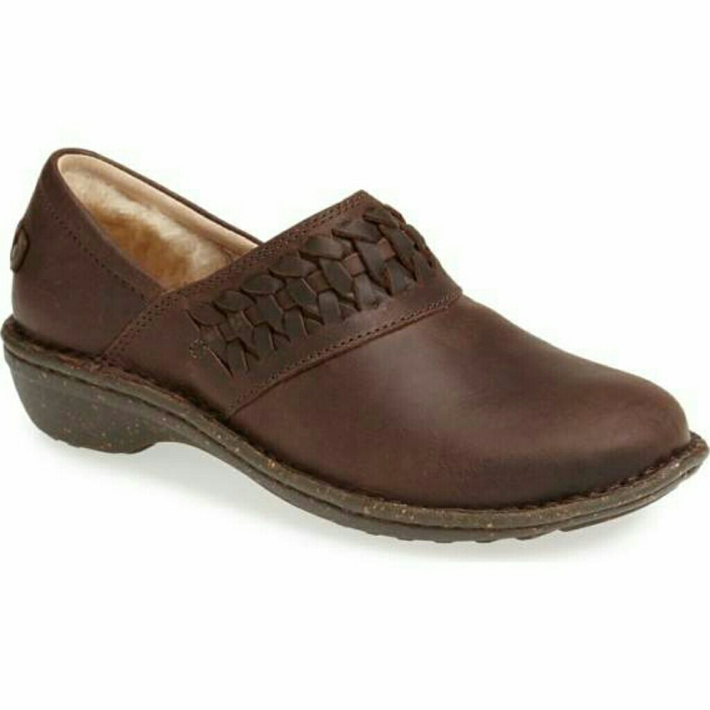 UGG Wool Shearling Lined Leather Clogs