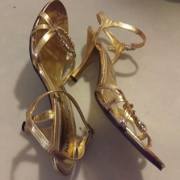 Just Earl 9 gold 3 inch heel rhinestones - Picture 4 of 8