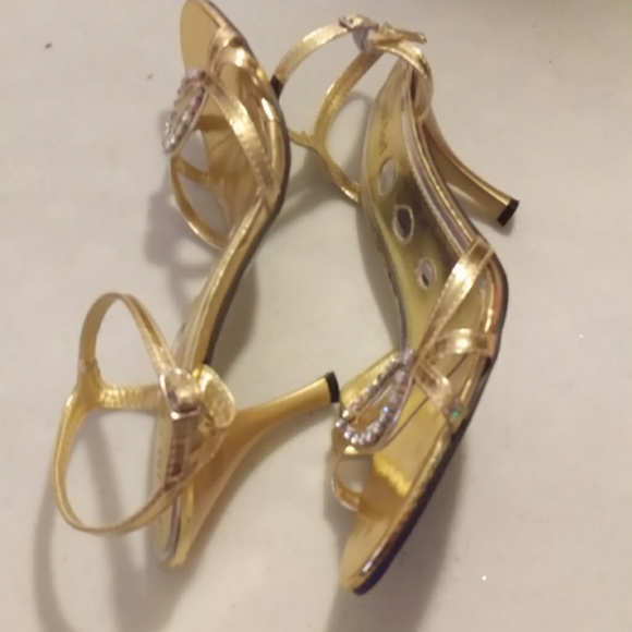 Just Earl 9 gold 3 inch heel rhinestones - Picture 5 of 8