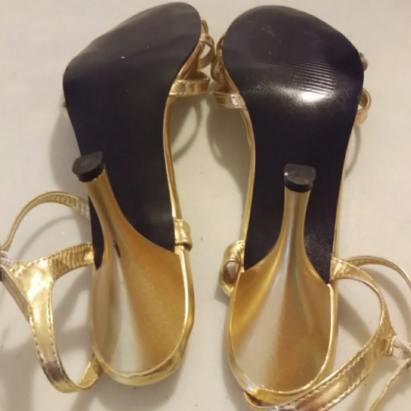 Just Earl 9 gold 3 inch heel rhinestones - Picture 6 of 8