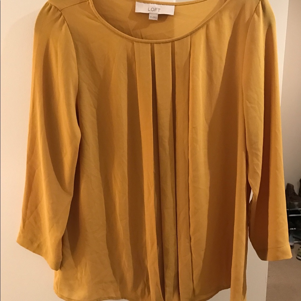 Mustard color cute silky work shirt