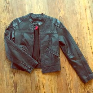 Modern Leather bomber jacket slim cut