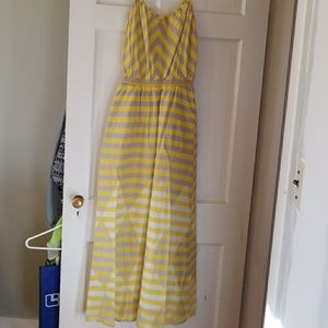 White, Gray, and yellow maxi dress