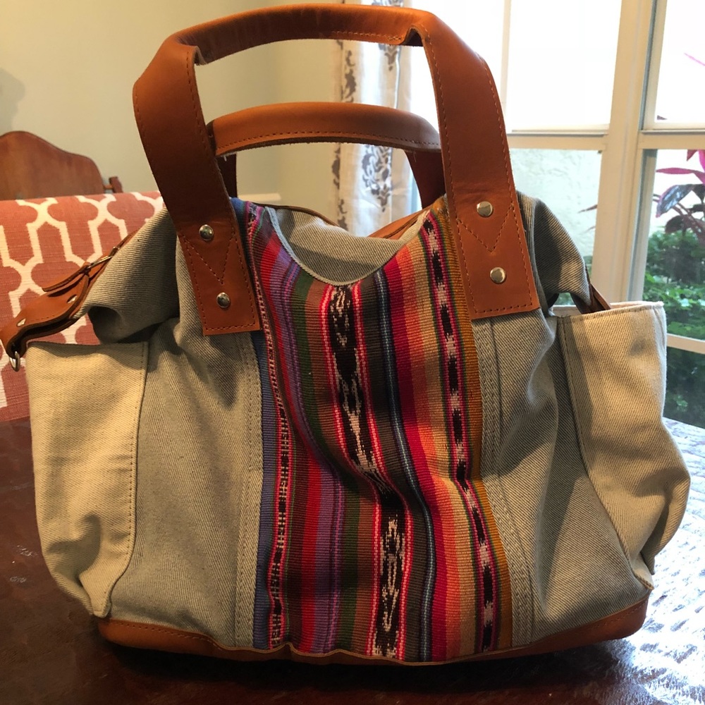 NenaandCo Artisan Javana Denim Convertible Day Bag
