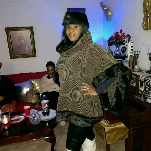 CHOCOLATE SWIRL FUR COAT N HAT - Picture 1 of 1