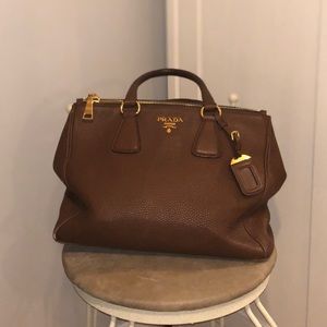 Prada Double Zip Tote Vitello Daino