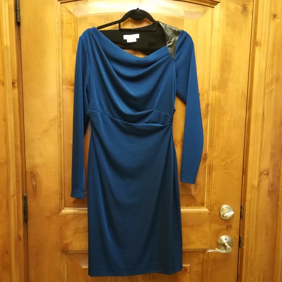 Kay Unger Dresses & Skirts - Awesome Teal  Blue Kay Unger with Leather Cutout