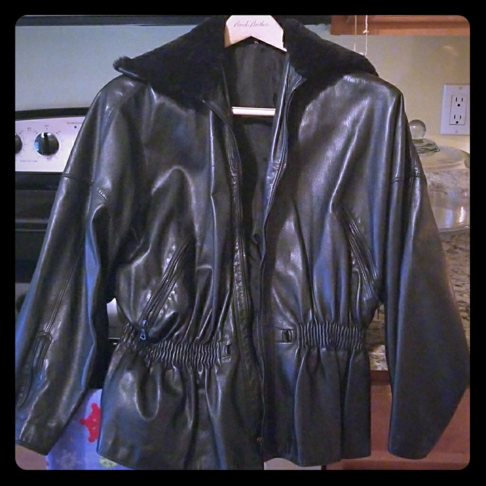 Versace black leather jacket