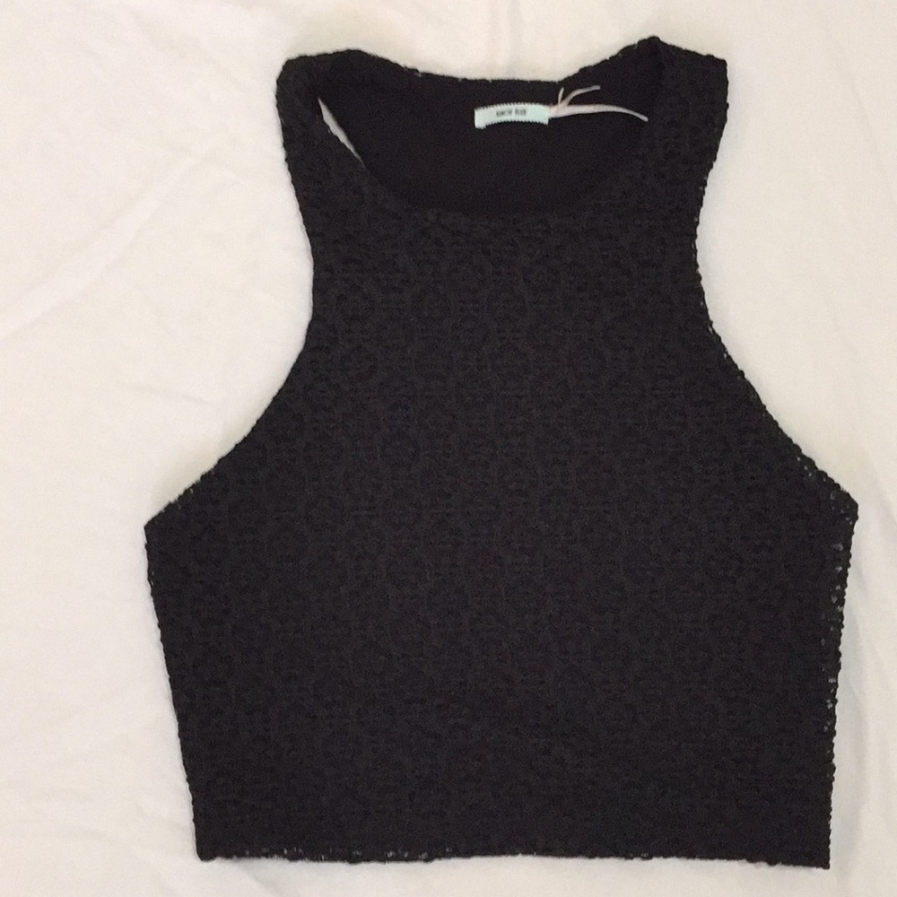 Black patterned razor black crop top