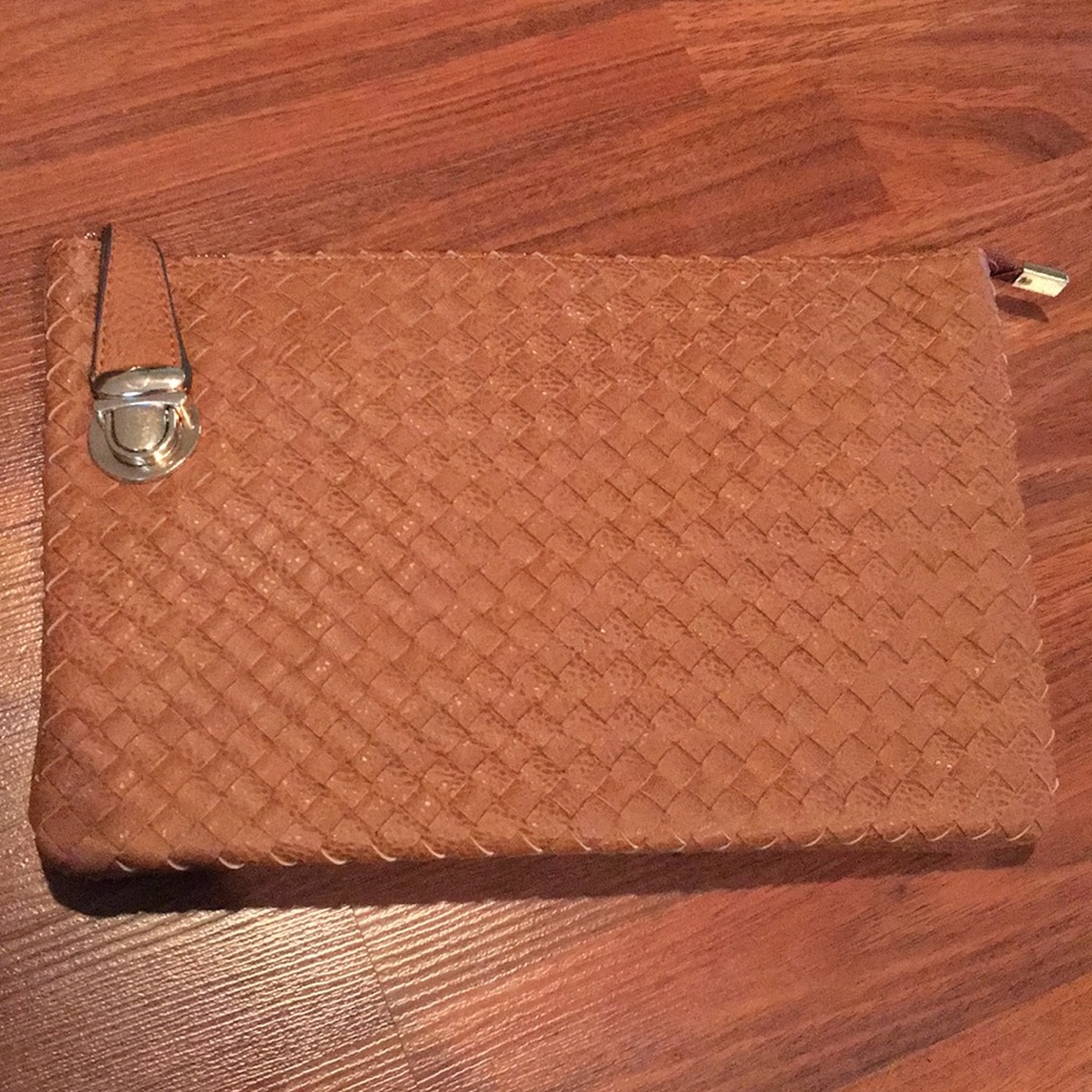 brand new brown quilted leather big clutch