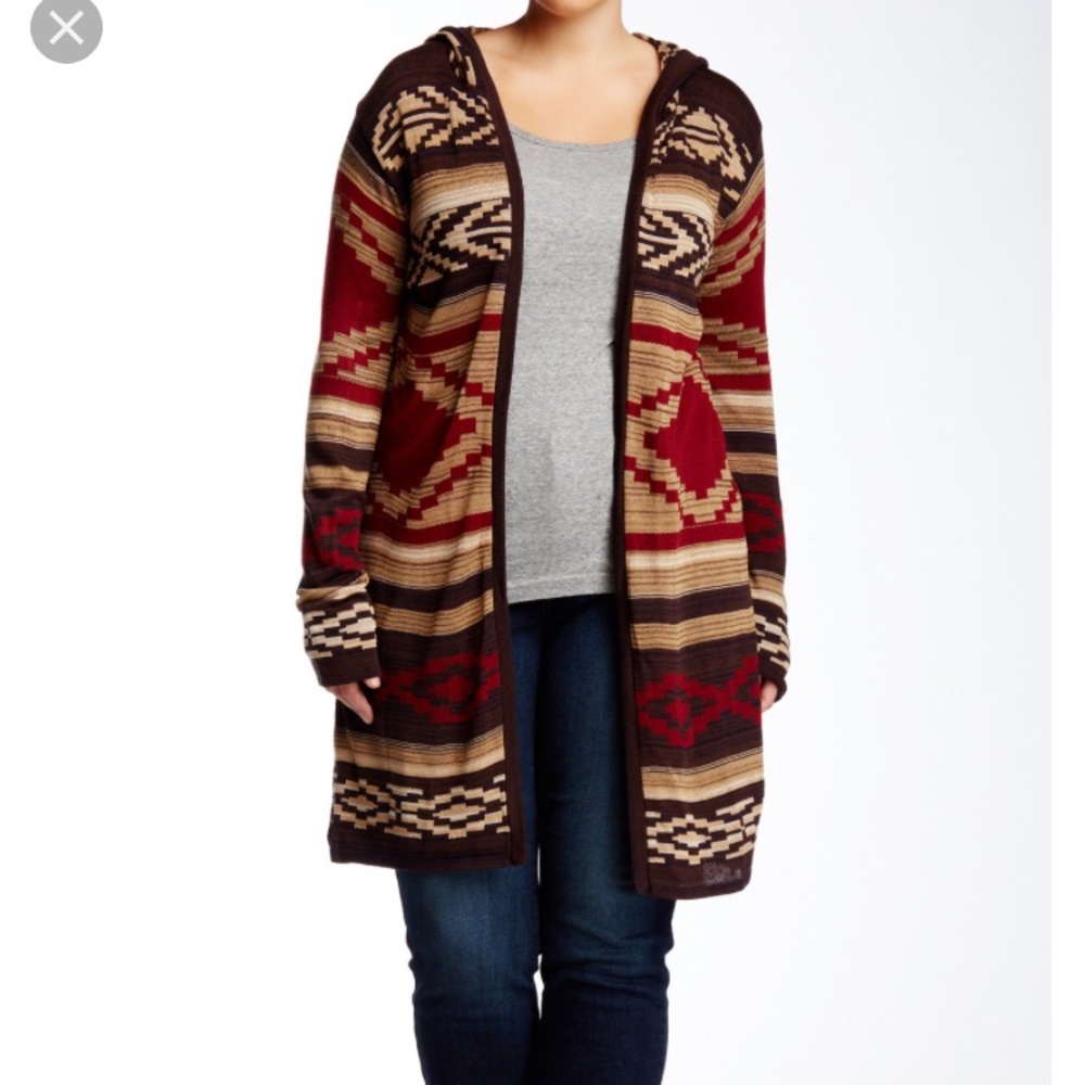 Ceny Hooded Aztec Duster, Plus sized