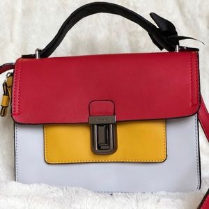 Multicolor accordion style handbag
