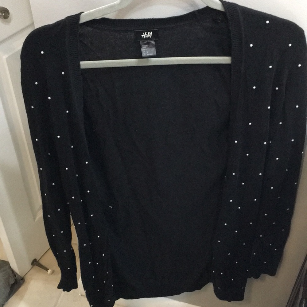 Long pearl encrusted cardigan
