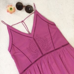 LOFT Pink Cotton Eyelet Sundress
