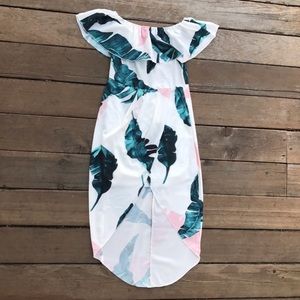 Tropical Off-Shoulder Midi Dress
