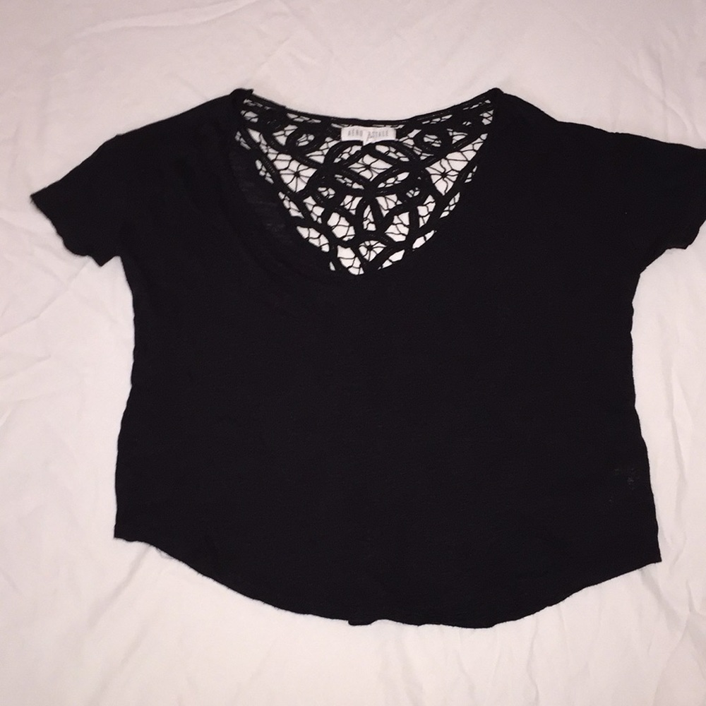 Black t-shirt with cutout lace back