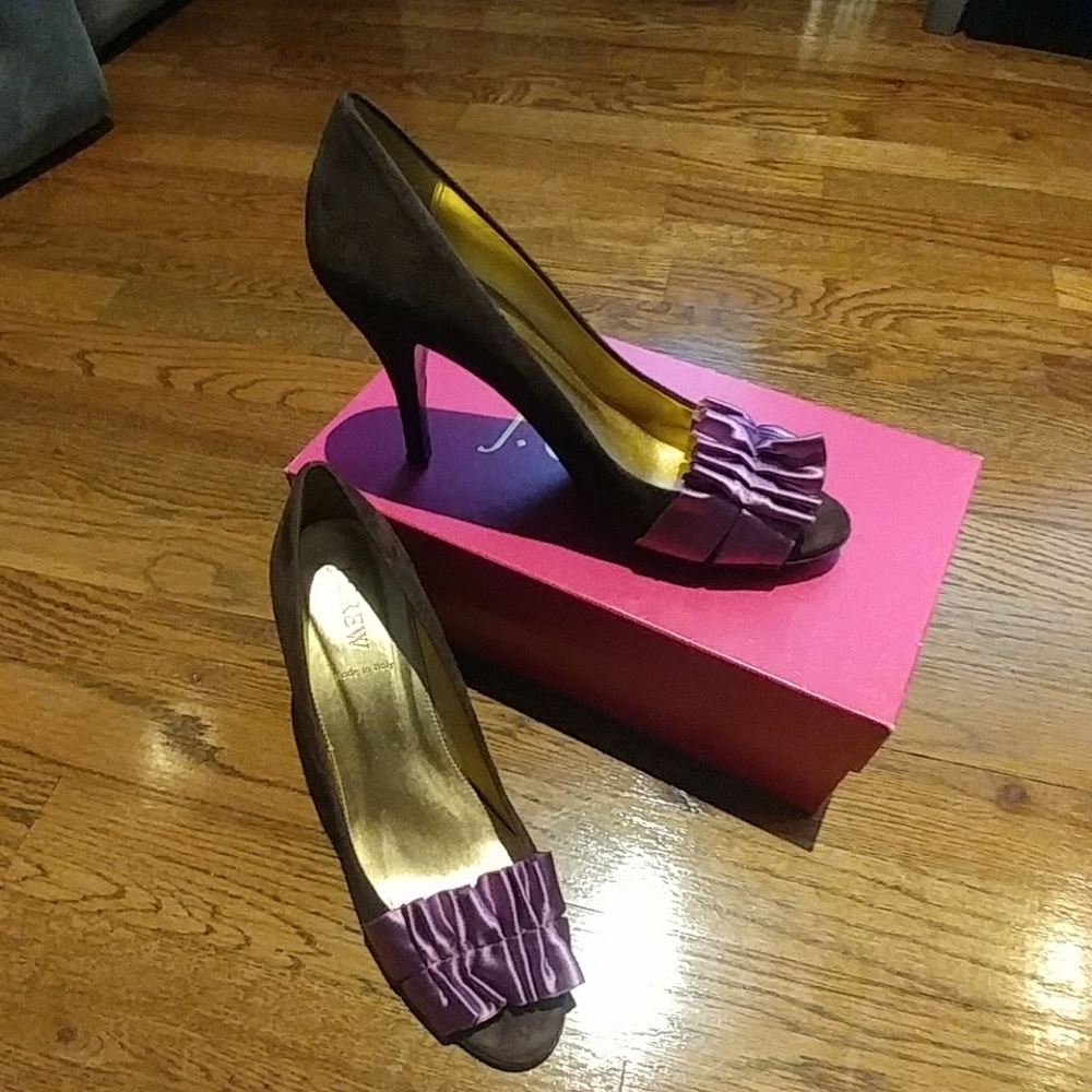 J. Crew Greer Pleated Satin Peep Toes