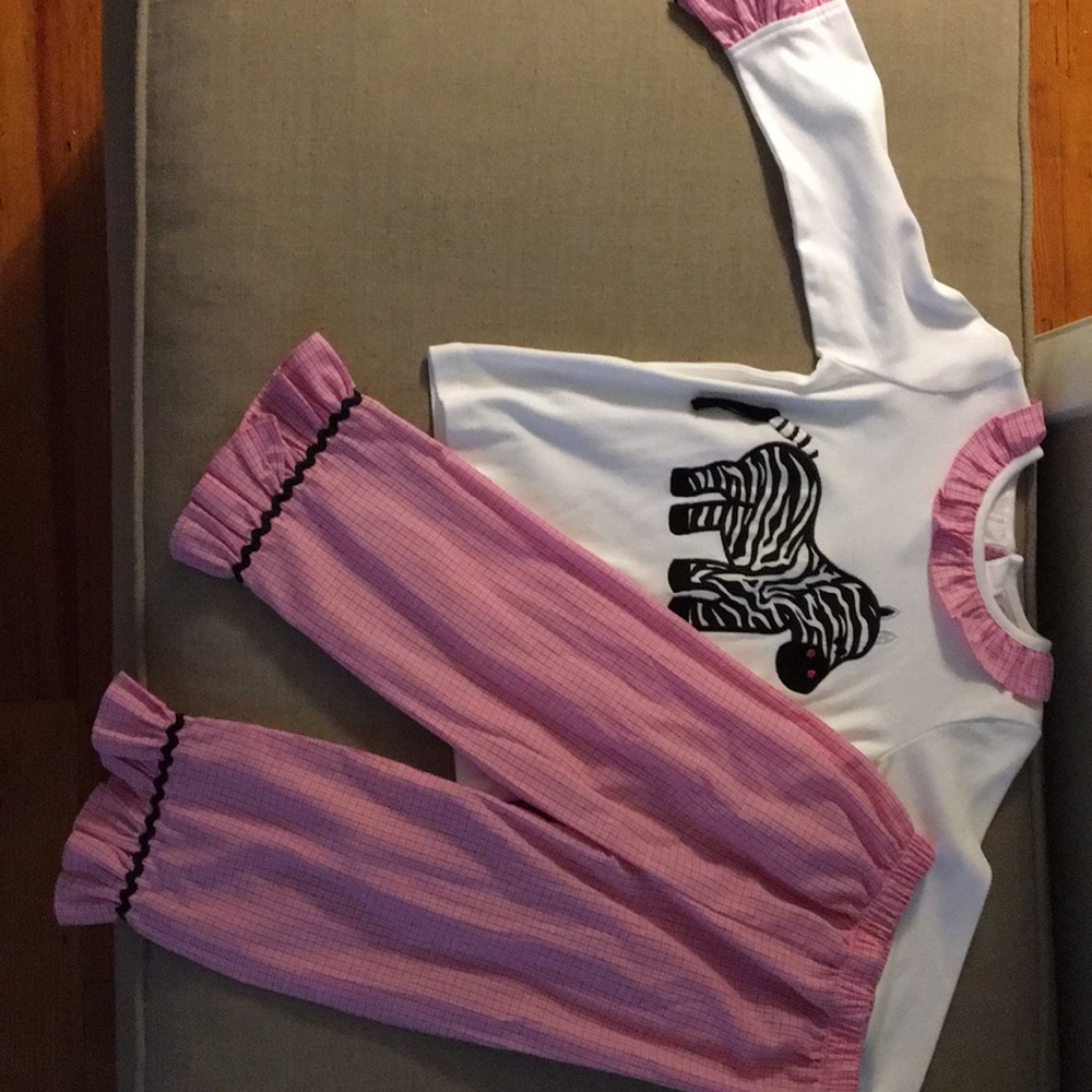 Smocked Auctions Zebra Pant and Shirt Set 3T