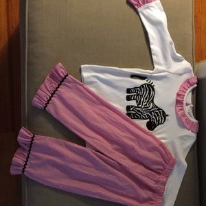 Smocked Auctions Zebra Pant and Shirt Set 3T