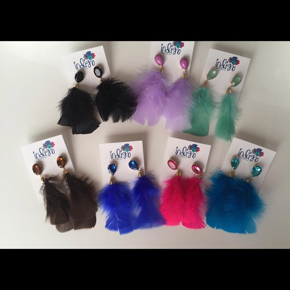 Beautiful feather earrings all colors