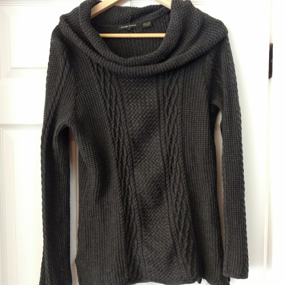 Jeanne Pierre gray cowl neck sweater