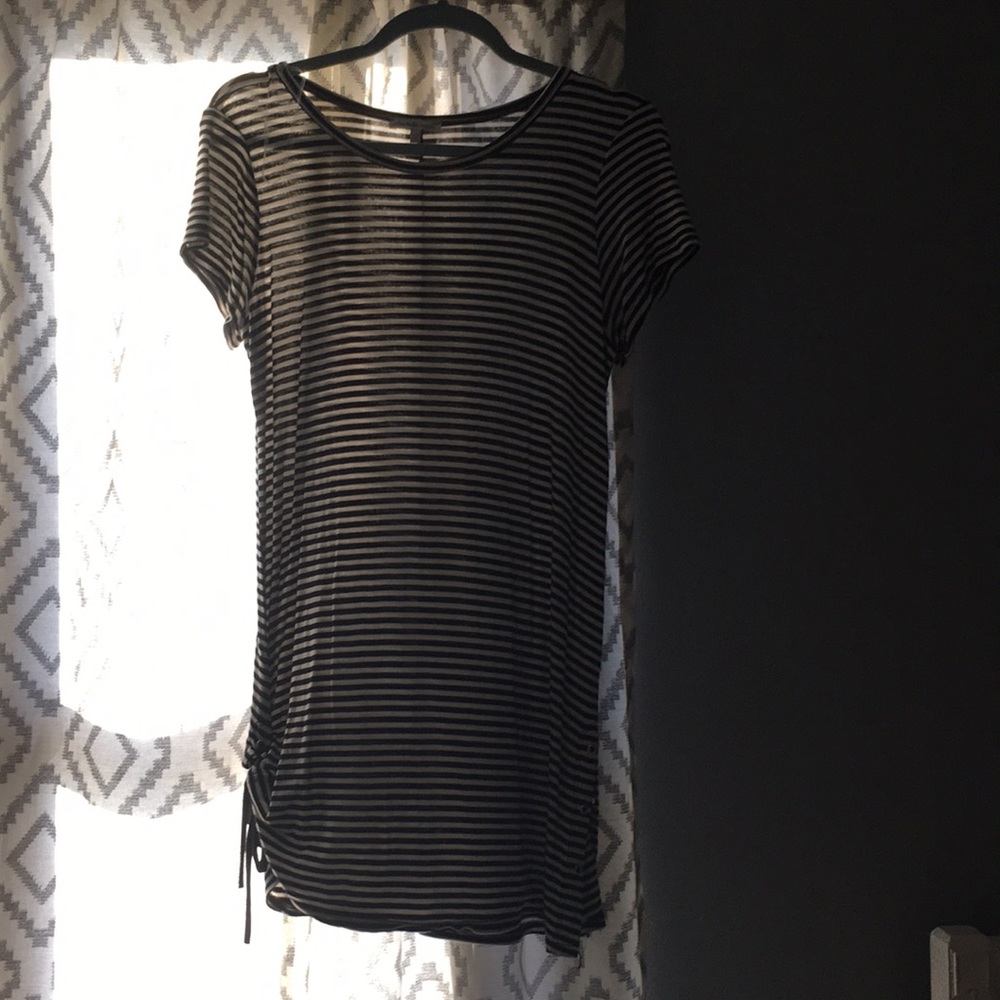 Grey and Black striped t shirt dresses