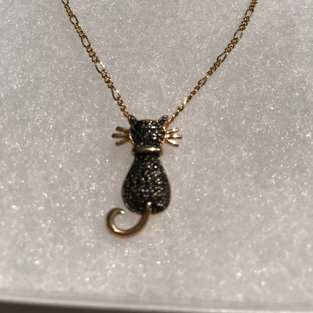 Crystal cat charm with necklace