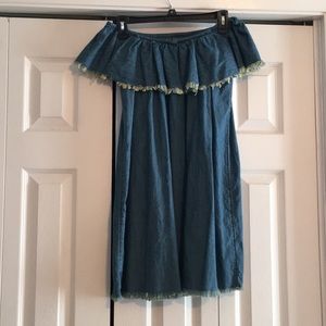 Off the shoulder , denim dress
