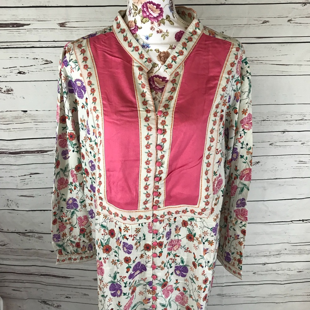 PLUS Woman Within 22/24 1X pink floral tunic NWT