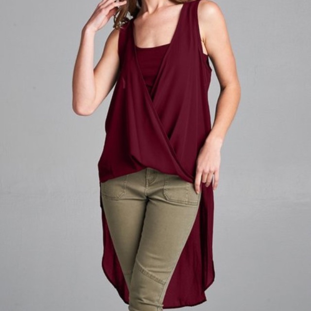 NWOT Burgundy Hi-Low Tank