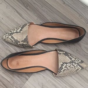 Madewell Snakeskin and Black Leather D’Orsay Flats