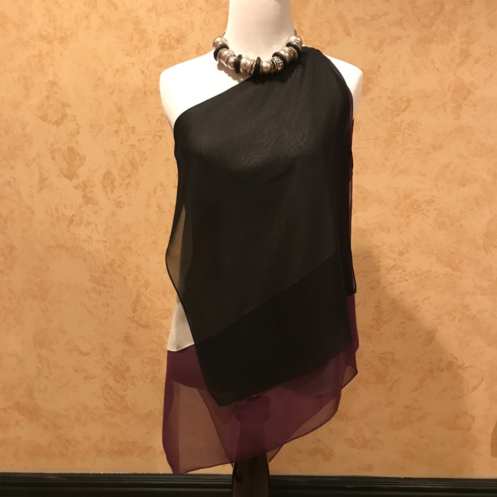 ELIJAH - 100% SILK-One shoulder, Tiered Tunic Top