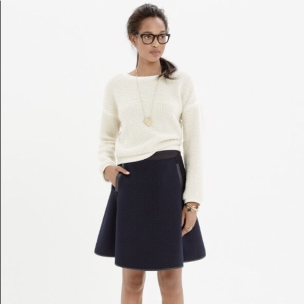 Madewell Quilted Skater Skirt, navy blue, size 4