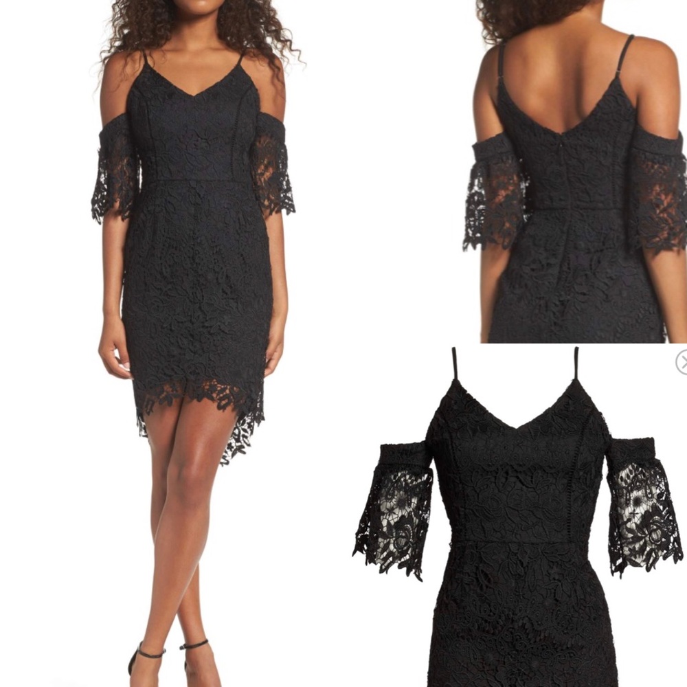 Adelyn Rae Krista Cold Shoulder Lace Sheath Dress