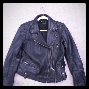 Doma Navy Leather motorcycle jacket - size large