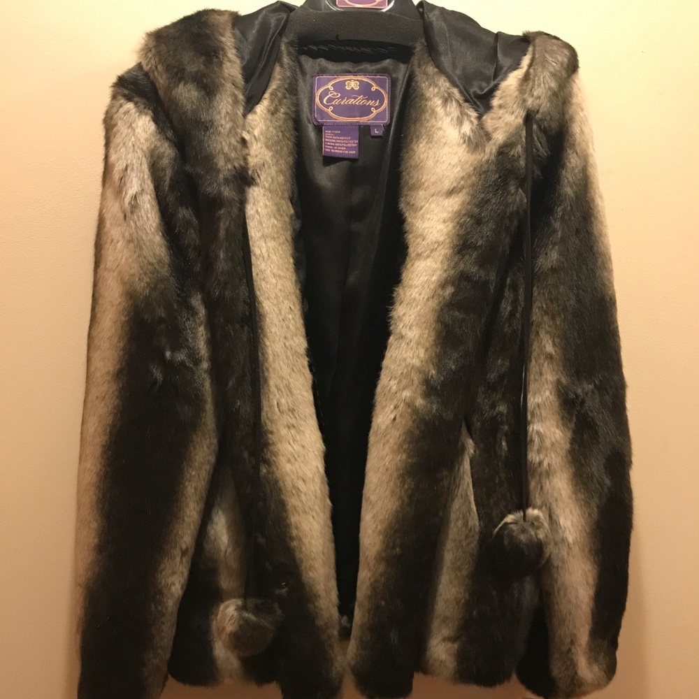 Faux fur Chinchilla Coat with hood