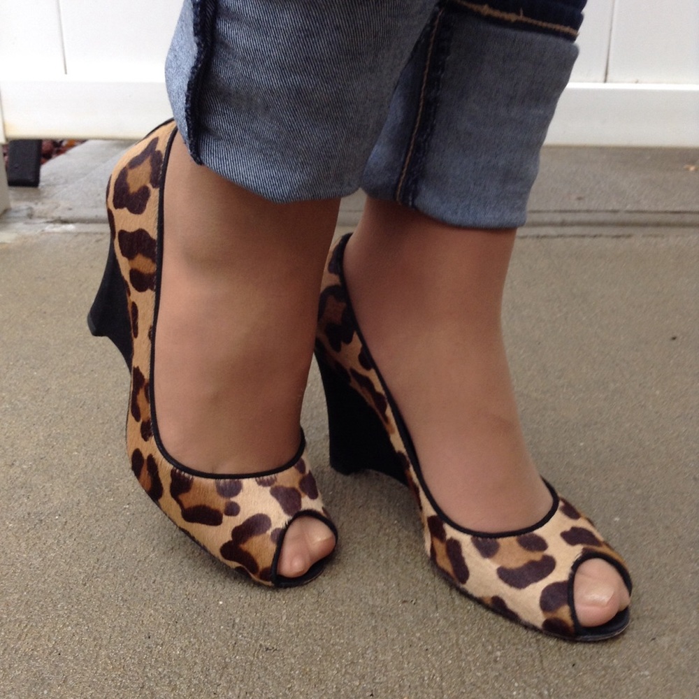 Stuart Weitzman Cheetah Open Toe Wedges - image 3